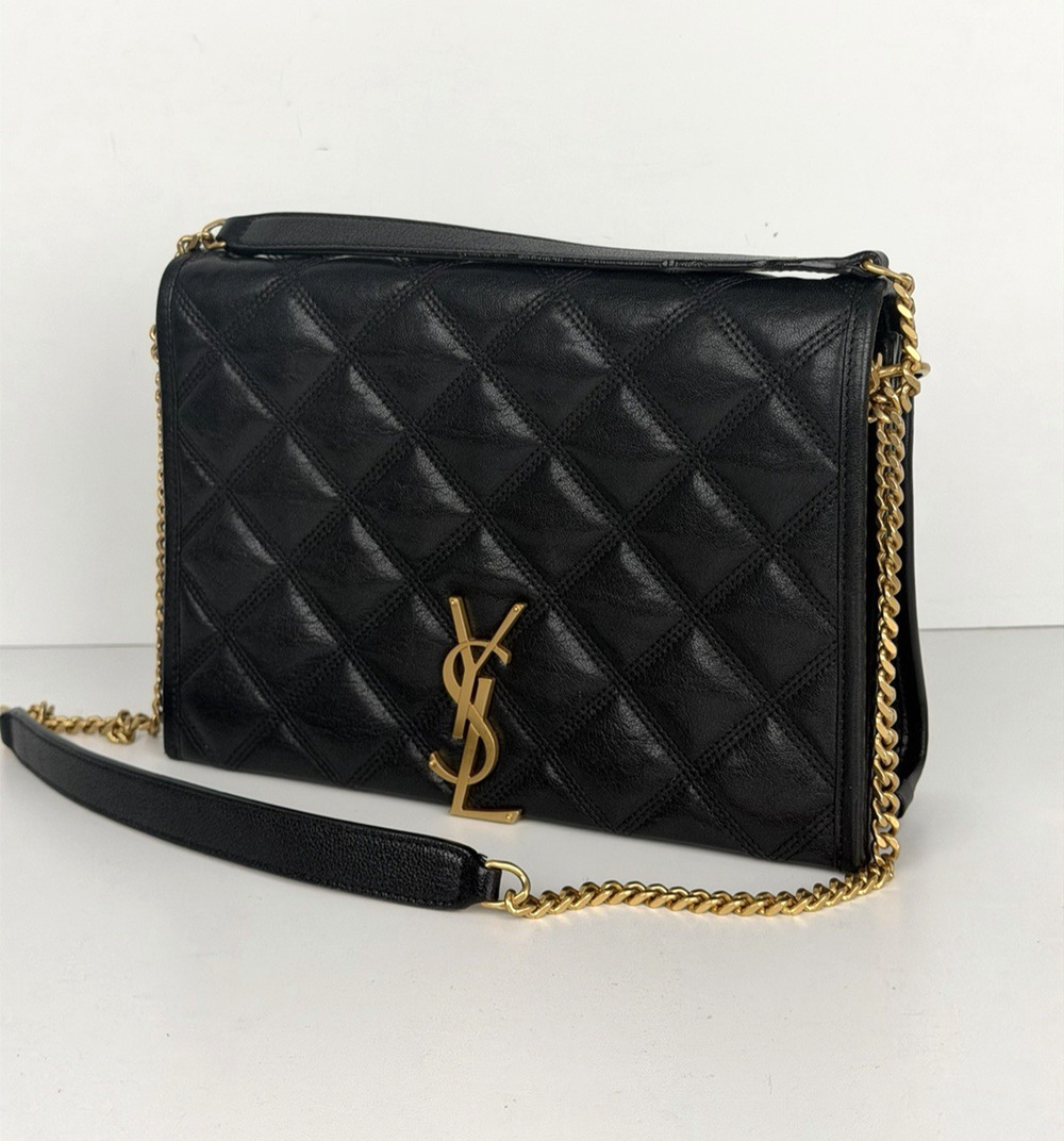 Yves Saint Laurent Becky Medium Shoulder Bag in Black Quilted Leather S-13